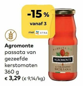 Agromonte passata van gezeefde kerstomaten