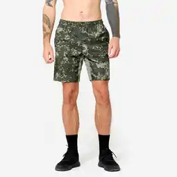 Decathlon Fitness short met zakken met rits kakigroen aanbieding