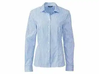 Lidl ESMARA® Getailleerde katoenen blouse (40, gestreept/blauw) aanbieding