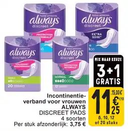 Cora Incontinentieverband voor vrouwen Always aanbieding