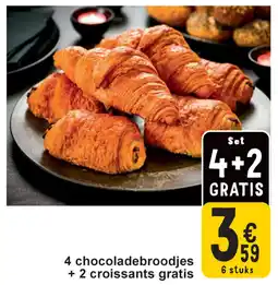 Cora 4 chocoladebroodjes + 2 croissants gratis aanbieding