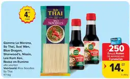 Carrefour Gamma La Morena, So Thai, Suzi Wan, Blue Dragon, Sharwood’s, Nissin, Lee Kum Kee, Reese en Rummo aanbieding