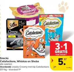 Carrefour Snacks Catisfactions, Whiskas en Sheba aanbieding