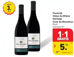 Carrefour Frankrijk Côtes du Rhône Héritage Croix de Beaulieux aanbieding