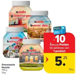 Carrefour Smeerpasta Nutella aanbieding