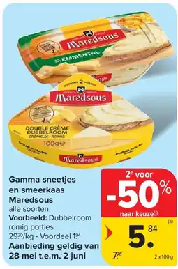 Carrefour Gamma sneetjes en smeerkaas Maredsous aanbieding