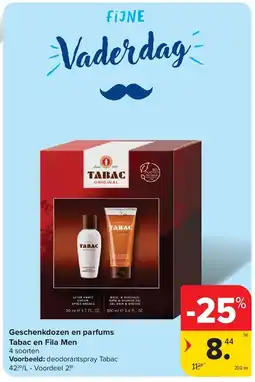 Carrefour Geschenkdozen en parfums Tabac en Fila Men aanbieding