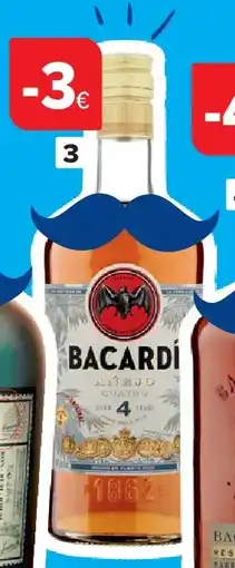 Carrefour Rum Añejo Cuatro Bacardi aanbieding