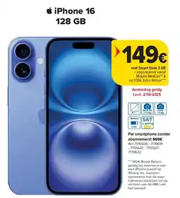 Carrefour iPhone 16 128 GB aanbieding