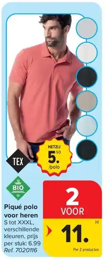 Carrefour Piqué polo voor heren aanbieding