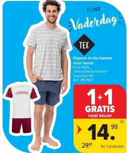 Carrefour Pyjama in bio katoen voor heren aanbieding