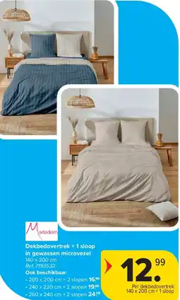 Carrefour Dekbedovertrek + 1 sloop in gewassen microvezel aanbieding