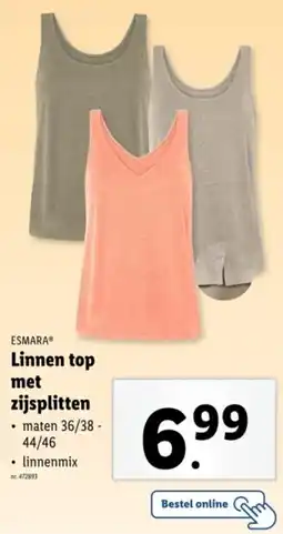 Lidl Esmara Linnen top met zijsplitten aanbieding