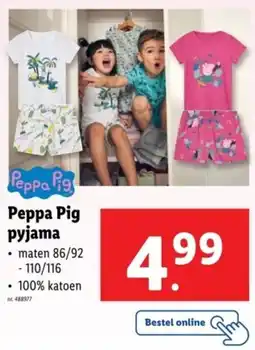 Lidl Peppa Pig pyjama aanbieding