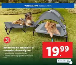 Lidl Zoofari Hondenbed met zonneluifel of opvouwbare hondenligstoel aanbieding