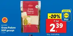Lidl Milbona Grana Padano DOP geraspt aanbieding