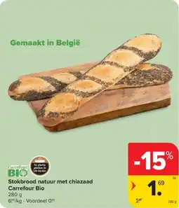 Carrefour Stokbrood natuur met chiazaad Carrefour Bio aanbieding