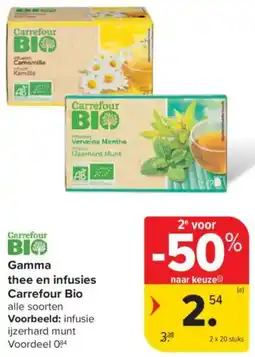 Carrefour Gamma thee en infusies Carrefour Bio aanbieding