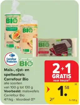 Carrefour Maïs, rijst en speltwafels Carrefour Bio aanbieding