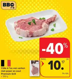 Carrefour Market Côte à l'os van varken met peper en zout Premium Grill aanbieding