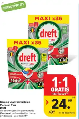 Carrefour Market Gamma vaatwasmiddelen Platinum Plus Dreft aanbieding
