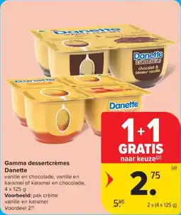 Carrefour Market Gamma dessertcrèmes Danette aanbieding