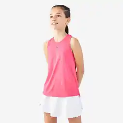 Decathlon Tennistop met ronde hals voor meisjes DRY roze aanbieding