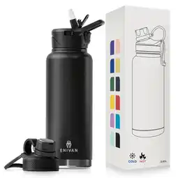 Decathlon Isotherme roestvrijstalen drinkfles 1L, lekvrij met sportdop en rietje aanbieding