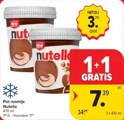Carrefour Market Pot roomijs Nutella aanbieding