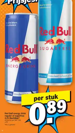 Red bull energy drink regular of sugarfree