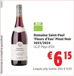 Colruyt Domaine Saint-Paul Fleurs d'Eau' Pinot Noir 2023/2024 aanbieding