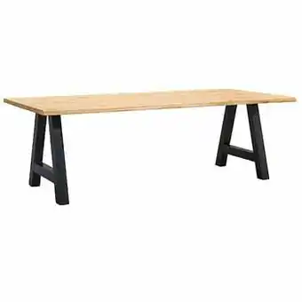 Leen Bakker UMIX boomstamtafel Houston A-poot - 75x200x100 cm - eiken/zwart - Leen Bakker aanbieding
