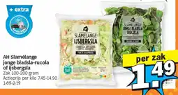 Albert Heijn AH Slamélange jonge bladsla-rucola of ijsbergsla aanbieding