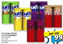 Albert Heijn Coca-Cola of Fanta 4 x 0.25 literblikjes aanbieding