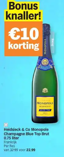 Albert Heijn Heidsieck & Co Monopole Champagne Blue Top Brut 0.75 liter aanbieding