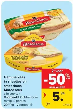 Carrefour Gamma kaas in sneetjes en smeerkaas Maredsous aanbieding
