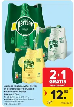 Carrefour Bruisend mineraalwater Perrier en gearomatiseerd bruisend water Maison Perrier Forever & Chic aanbieding