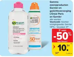 Carrefour Gamma zonneproducten Garnier en gezichtsverzorging L’Oréal Paris en Garnier aanbieding