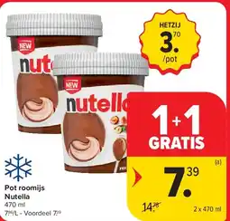 Carrefour Pot roomijs Nutella aanbieding
