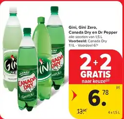 Carrefour Gini, Gini Zero, Canada Dry en Dr Pepper aanbieding