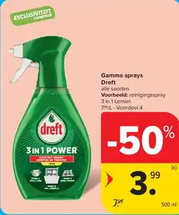 Carrefour Gamma sprays Dreft aanbieding