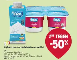 Delhaize Yoghurt, room of melkdrank met aardbei aanbieding