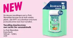 Navulling douchecrème met zachte bio-amandelmelk