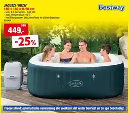 Hubo Bestway Lay-Z-Spa Ibiza jacuzzi 180x180x66 cm 4-6 personen aanbieding