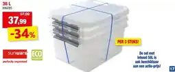 Hubo Sunware Q-Line opbergbox 36l transparant 3 stuks aanbieding