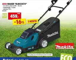 Hubo Makita DLM432CT2 accu grasmaaier 2x18 V Li-Ion 43cm + 2 accu's en 1 lader aanbieding