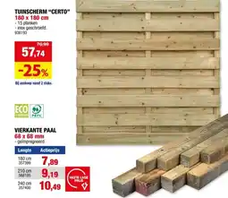 Hubo Cartri paal 210x6,8x6,8 cm vierkant aanbieding