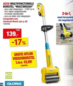 Hubo Gloria MultiBrush Plus multifunctionele accu borstel 18V Li-Ion zonder accu aanbieding