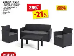 Hubo Keter Claire loungeset grafiet aanbieding