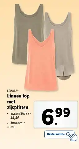 Lidl Linnen top met zijsplitten aanbieding